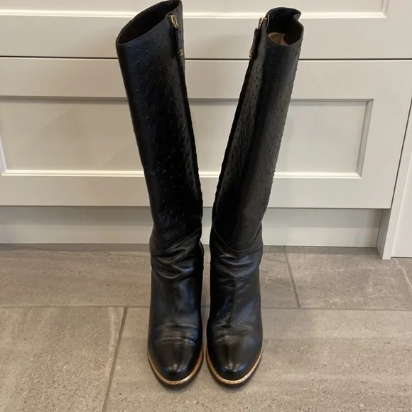 ESCADA Leather Knee-high Boots, Sz 39 - Picture 2 of 16